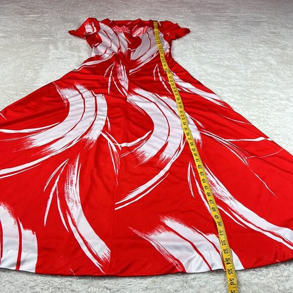 Vintage 70s Unbranded a line maxi dress in red and white, size small - Picture 4 of 9